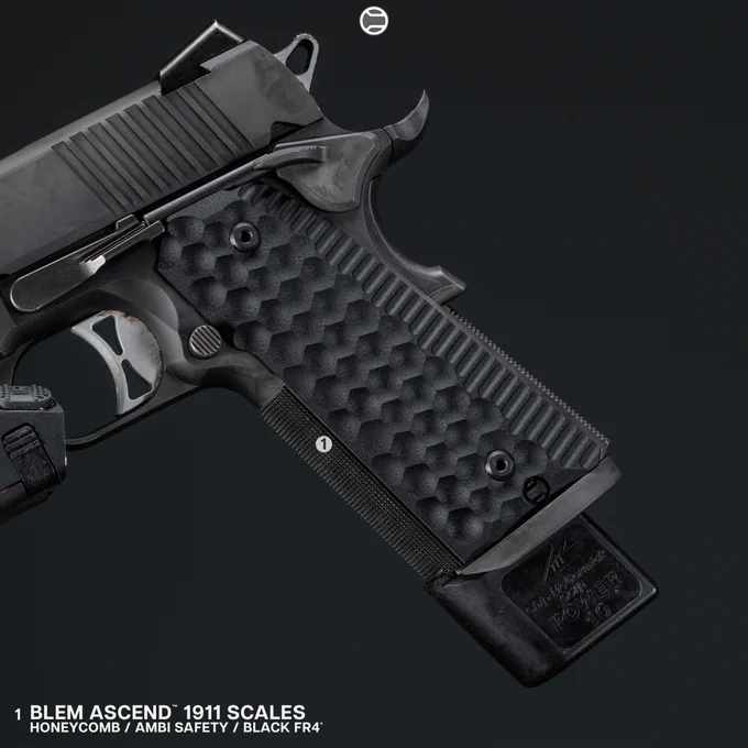 RailScales Ascend 1911 Honeycomb Scales, Matrix Ascend Scales | SIG Sauer 1911 TacOps 45, Steiner DBAL-PL, AAC Ti-Rant 45S, SKD Tactical PIG Gloves, Nighthawk Custom Agent 2.