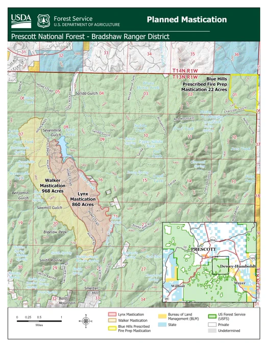 Map showing areas slated for mastication in the Lynx Lake area