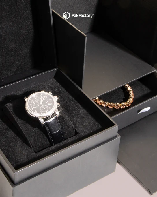 Custom luxury rigid boxes designed for jewelry and watch