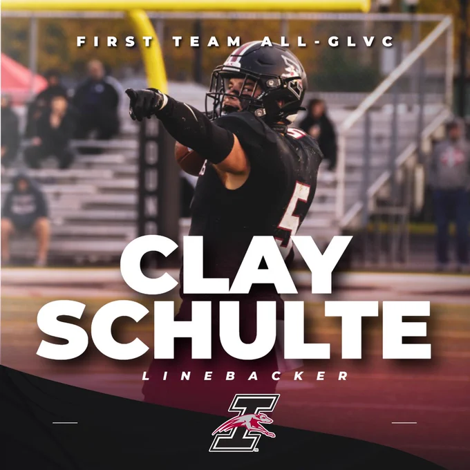 First Team All-GLVC Linebacker Clay Schulte