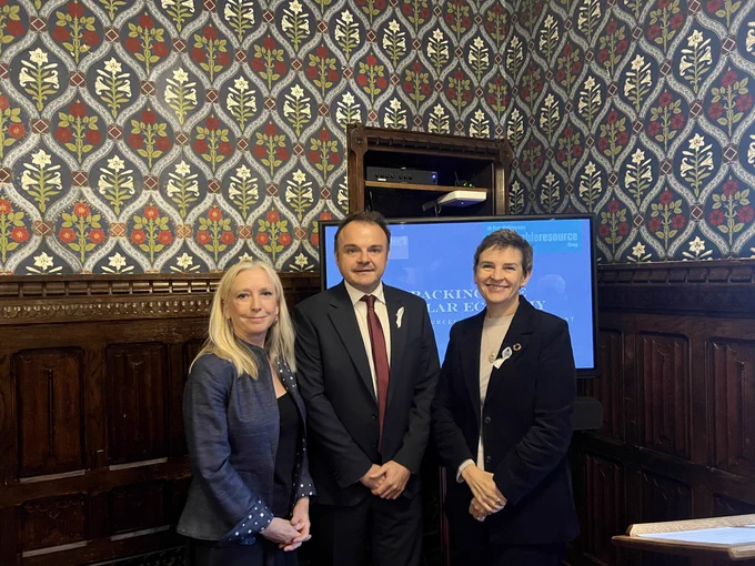 L-R, Dr Roz Savage MP, Tris Osborne MP, Mary Creagh CBE MP. 