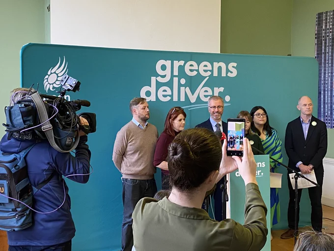 Green Party closing press conference.