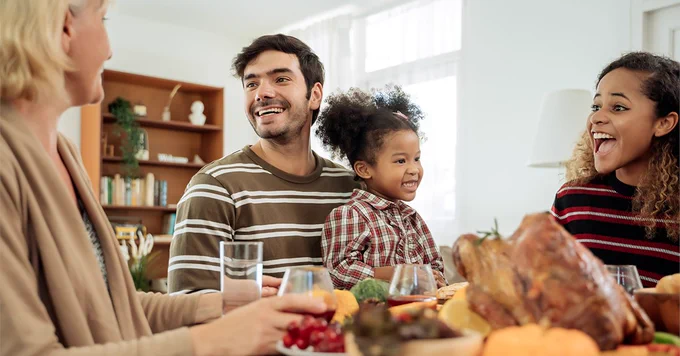 Family celebrating Thanksgiving