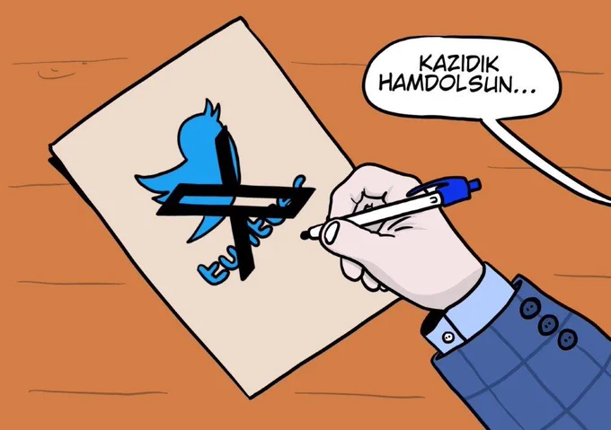 – Ausge-X-t! Dank Gott!

Zeichnung/Karikatür: Serkan Altuniğne