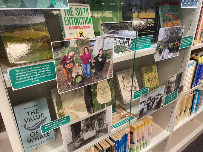Image shows some past and present photos of Roehampton students and staff along with environmental titles