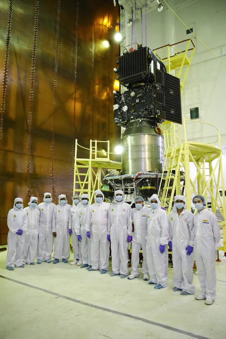 Proba-3 on upper stage with technicians