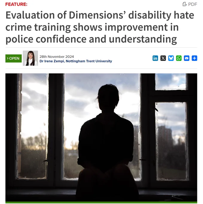 Evaluation of Dimensions’ disability hate crime training shows improvement in police confidence and understanding