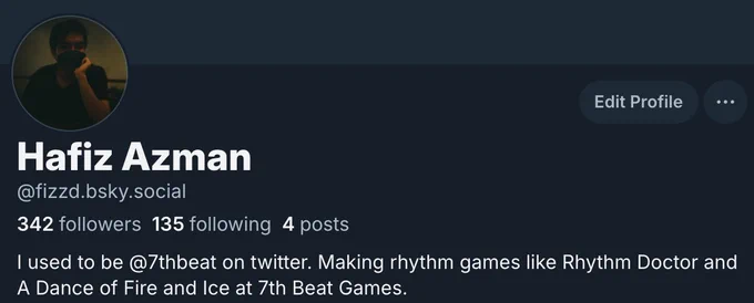 Screenshot of my profile on the other social media site: fizzd.bsky.social