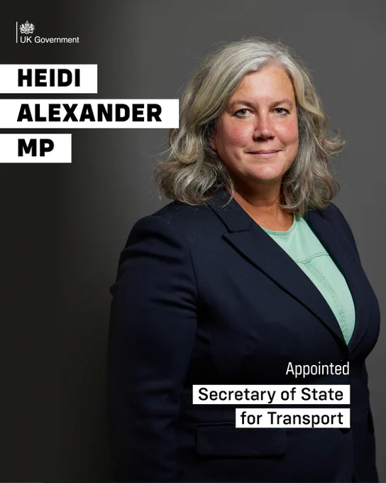 Heidi Alexander MP appointed Secretary of State for Transport.