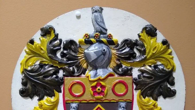 Detail of Oldham Coat of Arms rescued after the Victoria Market Hall fire