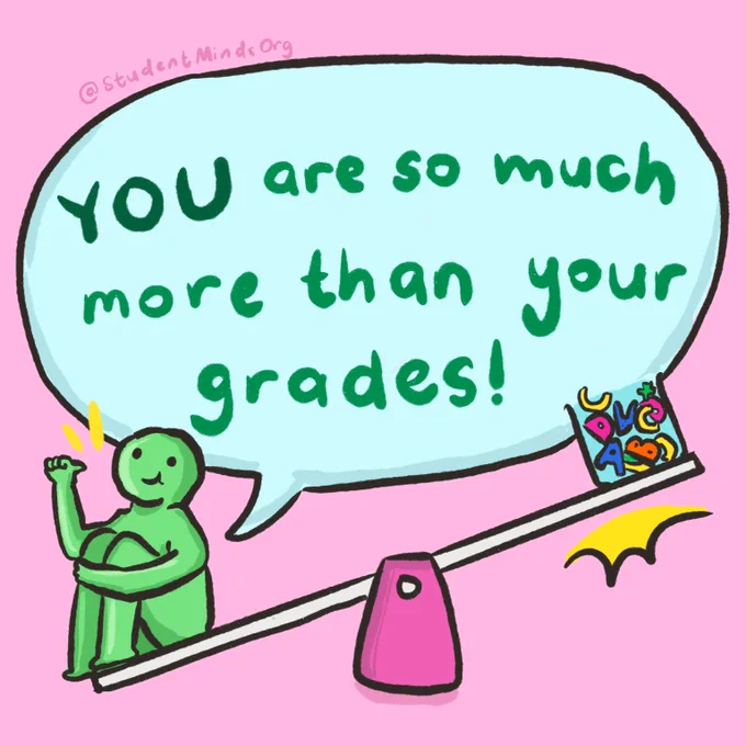 An illustration of a person saying 'You are so much more than your grades'
