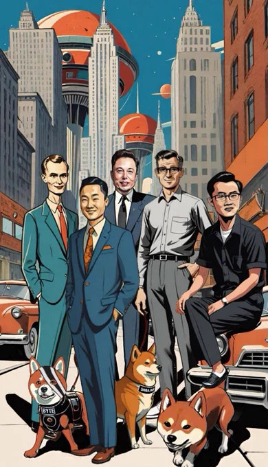 1.	Max Byte – The man in the center with a confident smile and modern look (third from the left).
	2.	Vincent Neo – The man in the blue suit with a warm demeanor (second from the left).
	3.	Eli Sparks – The man on the far left in the orange tie and retro suit, exuding a visionary presence.
	4.	Frank Coda – The man in glasses and a tucked-in shirt, serious and intellectual (fourth from the left).
	5.	Kenji Pulse – The casually dressed man sitting on the right, relaxed but thoughtful (far right).

The Shiba Inu dogs could be named Byte, Shiba, and Code to keep the tech theme going!