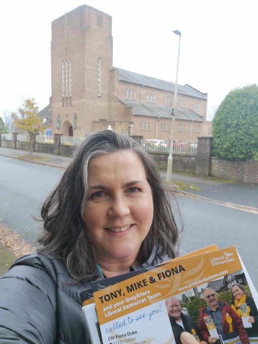 Cllr Fiona Duke on Marlborough Drive delivering community surveys 