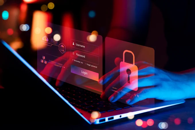 Cybersecurity concept, user privacy security and encryption, secure internet access Future technology and cybernetics, screen padlock.