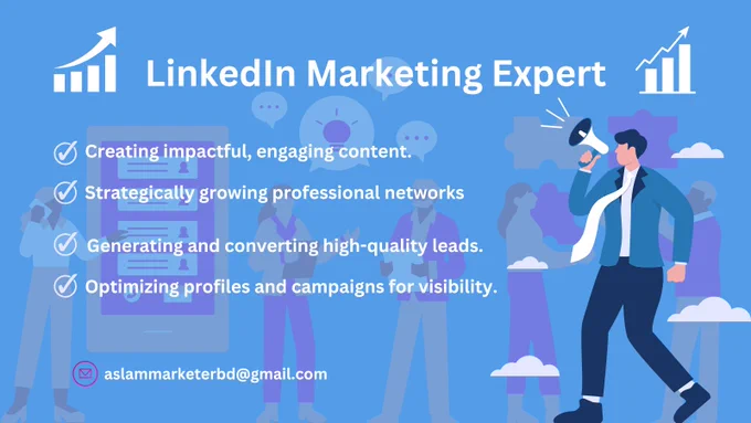 - Strategically growing professional networks.  
- Creating impactful, engaging content.  
- Generating and converting high-quality leads.  
- Optimizing profiles and campaigns for visibility.  

#LinkedInMarketing
#LeadGeneration
#DigitalMarketing
#SocialSelling
#ContentStrategy
#NetworkingTips
#EngagementBoost
#ProfileOptimization
#PersonalBranding
#B2B lead generation
#LinkedInMarketingPro 
#BuildConnections 
#DriveEngagement 
#LeadGenerationExpert 
#LinkedInSuccessTips
#mdaslam
#aslammarketer