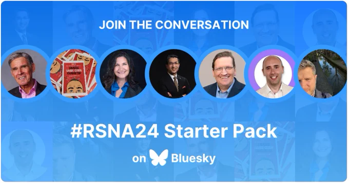 Couple of profile pictures of a sample of radiology and imaging/ healthcare folks that are part of the just released starter pack for RSNA24 on BlueSky.