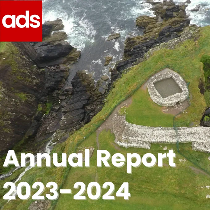 An aerial photo of the remains of a coastal fort. The words read 'Annual Report 2023 to 2024' 