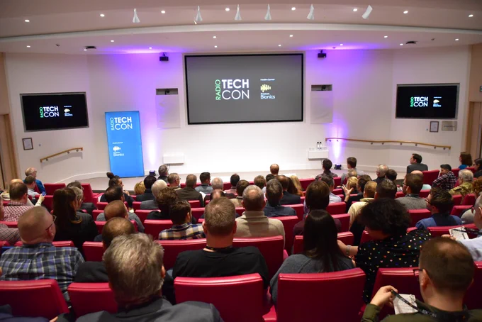 View over audience heads of Radio TechCon stage.