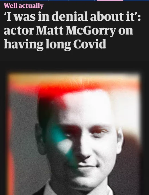 Black and white image of Matt McGorry. Text I was in denial about it' actor Matt McGorry on having Long Covid.