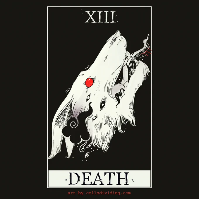 digital art of a wolf on a tarot card