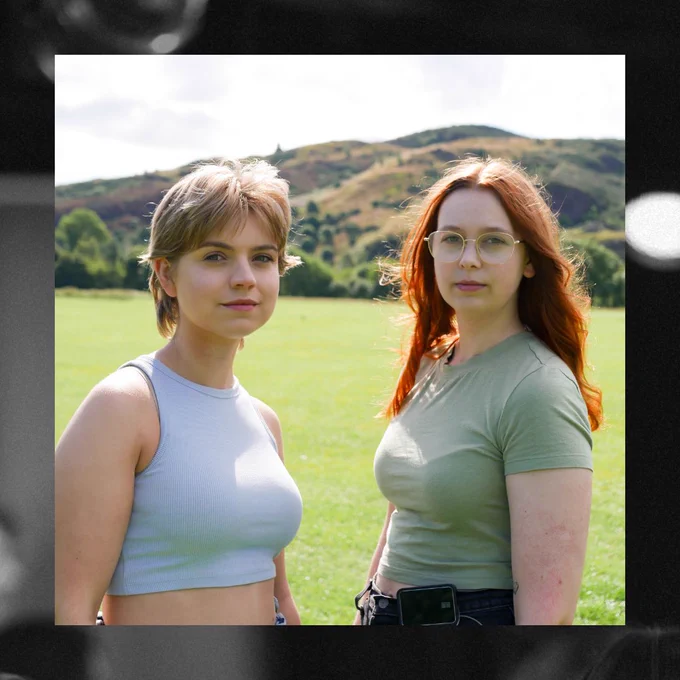 Outdoor image of the two members of the shortlisted company ‘Scylla’s Bite’.