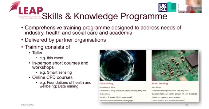 Slide from Hanna Isotalus' powerpoint. The slide is about the Skills and Knowledge Programme 