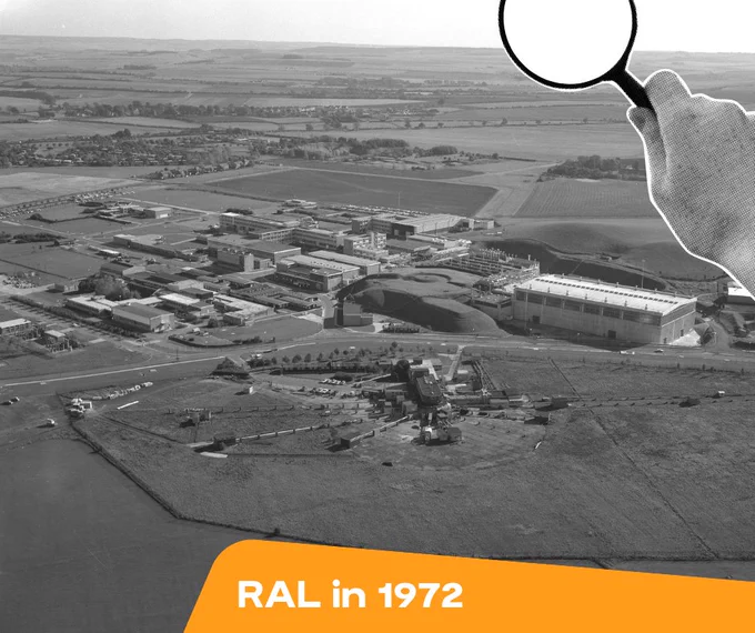 Black and white aerial photo of RAL. The text reads "RAL in 1972"