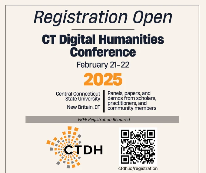 Graphic advertising the CT Digital Humanities Conference