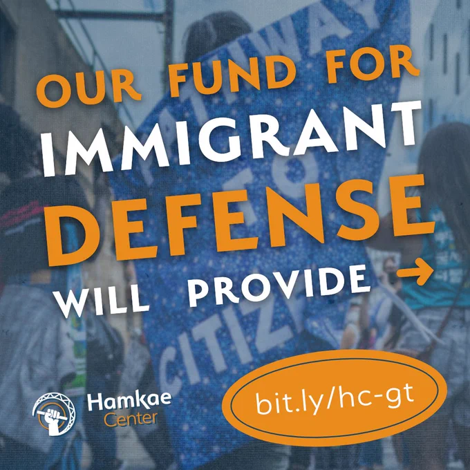 Hamkae Center's Fund for Immigrant Defense will provide ➡️
bit.ly/hc-gt

Background photo of a multiethnic group of people gathering together during a march.