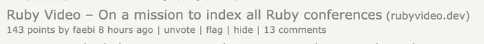 Ruby Video trending on HN