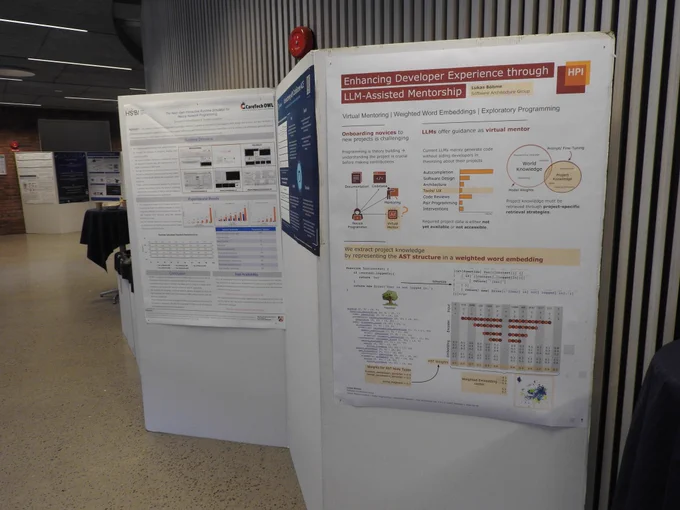 A photo of the hallway with prepared posters for the SRC 2024 poster session.