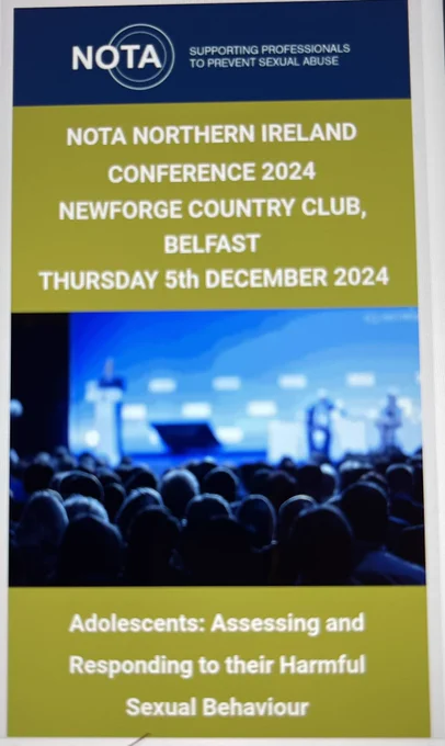 Ready for our NOTA conference around assessing and responding to Harmful Sexual Behaviour. Flyer, room ready and NOTA pop up stand.