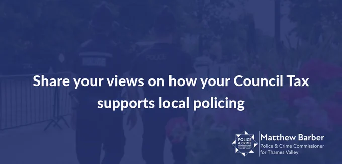 Blue graphic depicting officers walking in town centre