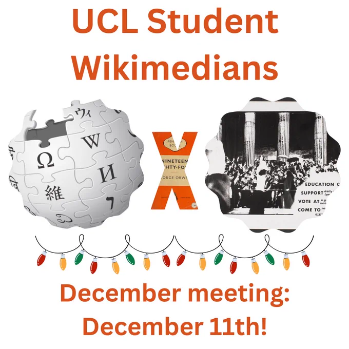 UCL Student Wikimedians December meeting December 11th
