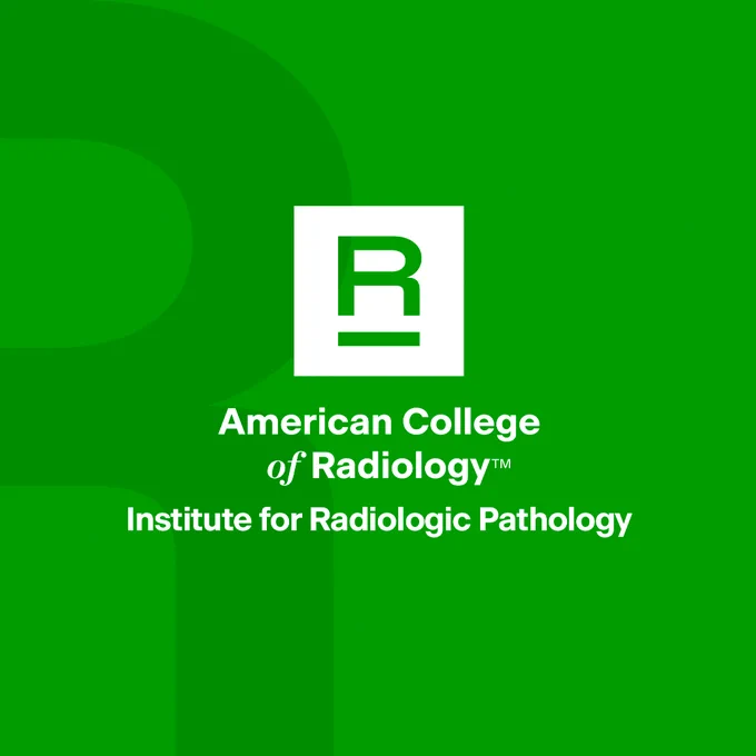 Logo of the American College of Radiology, Institute for Radiologic Pathology on a green background.