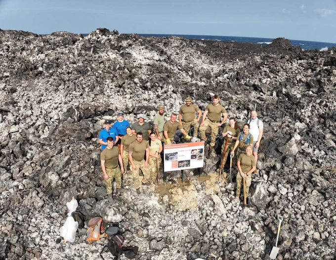 RAF volunteers install new information signage at the unique anchialine pools of Mars Bay Nature Reserve 