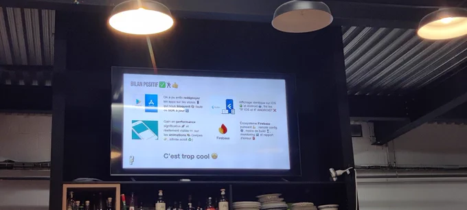 Slide de bilan mettant en avant les points fort de Flutter 