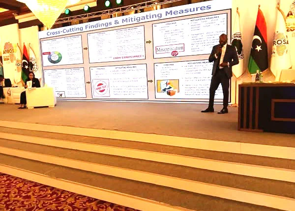 Hon.AG Jackson presenting at the 16th African Organization of Supreme Audit Institutions (AFROSAI) General Assembly in Tripoli, Libya, on the theme: Audit of Grants and Financial Aid.