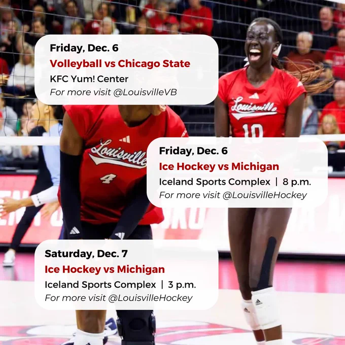 See what's happening around UofL this weekend!

#UofL #UniversityofLouisville #UofLStudents #UofLEvents #UofLAthletics #GoCards #UofLVolleyball #ACCVolleyball #NCAAVolleyball #UofLSports #UofLWeekend