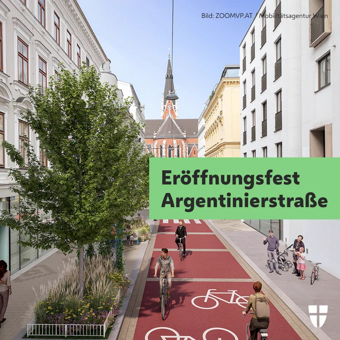 Eine Gruppe von Menschen fährt auf Fahrrädern auf einem roten Radweg.