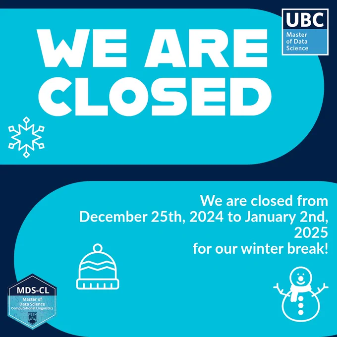 In white text reads We are Closed. closed from December 25, 2024, to January 2, 2025 for our winter break.