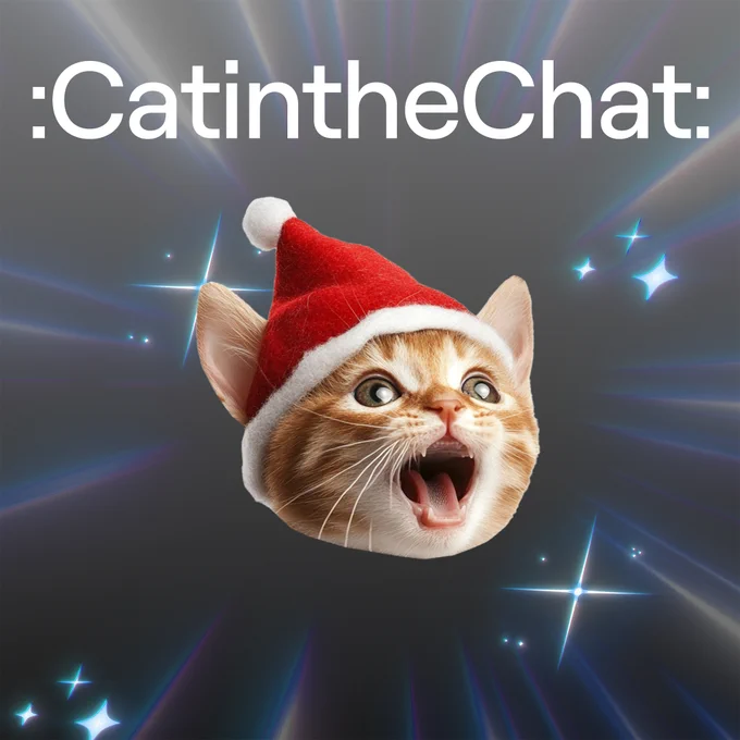 :Catinthechat: emote image of a cat wearing a holiday hat