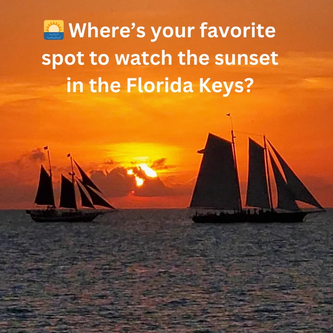 🌅 Where’s your favorite spot to watch the sunset in the Florida Keys? From Mallory Square to Sunset Pier to on a boat, to Loralei in Islamorada, there are endless choices for golden hour magic. ✨ Share your go-to sunset spot! 📸💛

#KeyWestSunsets #FloridaKeysMagic #GoldenHour #IslandLife #TravelGoals #MallorySquare #Loralei #SunsetPier