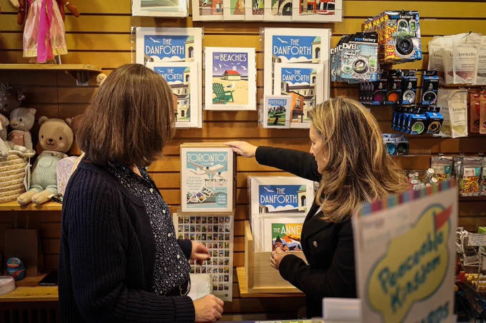 The Deputy Prime Minister at a toy store in Toronto, Ontario.