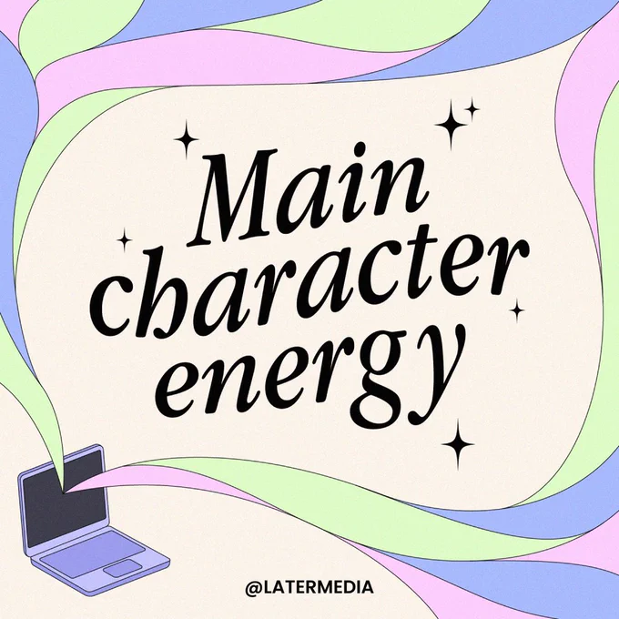 Image of laptop with colorful vibes coming out of it. Pink Yellow Blue Beige.