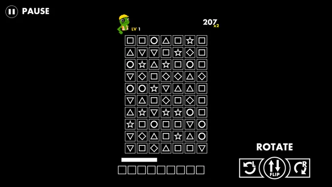 A black & white collapsus screenshot where you can only see the blocks and UI