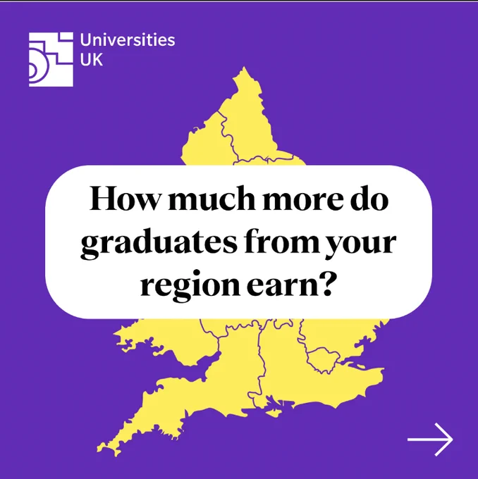 Picture of England saying 'How much more do graduates from your region earn?'