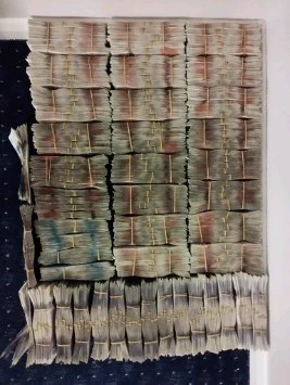 Stacks of seized cash