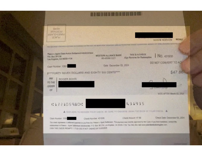 Photo of a check. 