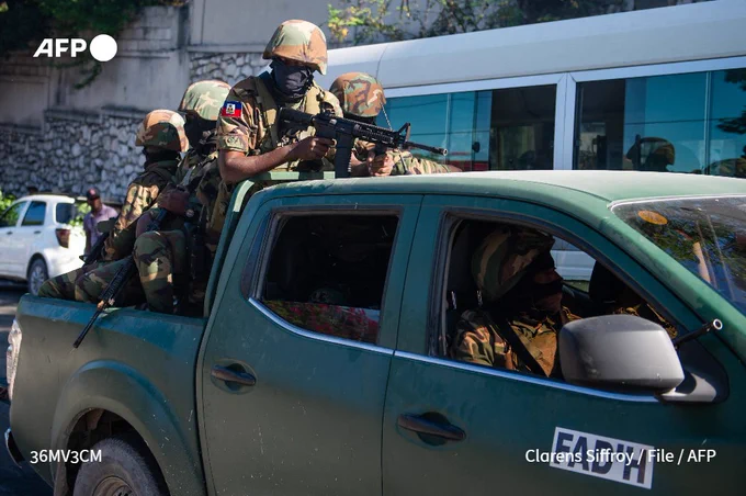 File photo shows members of the Armed Forces of Haiti on patrol in Petion-Ville, a suburb of Port-au-Prince, Haiti, on November 19, 2024